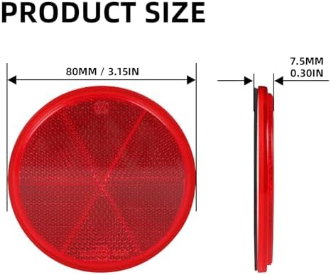 10 Pack 3 Inch Red Self Adhesive Round Reflectors, Road Stick-on - Image 3