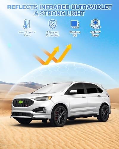 Canvcle Sunshades for Ford Edge 2015-2024 Accessories Windshield Sun Shade Side - Image 2