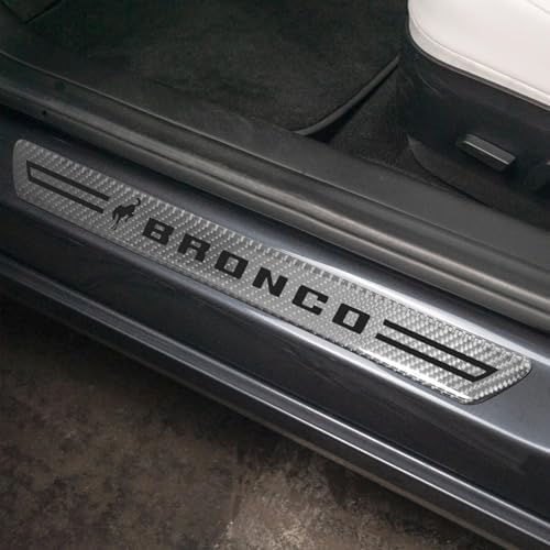 iPick Image for Ford Bronco Silver Real Carbon Fiber 4 Pcs Universal Door Sill - Image 3