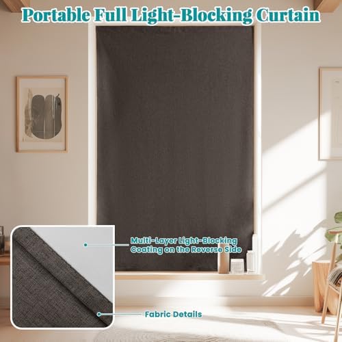 100% Blackout Curtains for Bedroom Stick On Curtains Window Shades Pull Down - Image 6