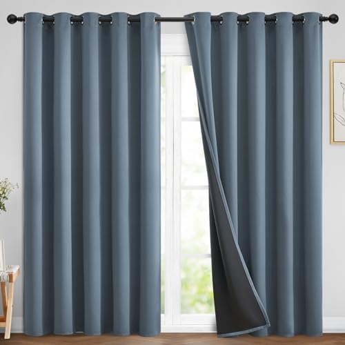 Yakamok Stone Blue 100% Blackout Curtains 84 Inches Long 70" Wide 2 Panel by Yakamok