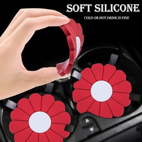 4-Pack Car Cup Holder Coaster Inserts, Daisy Shape, 2.75 Inch Non-Slip Silicone - Image 4