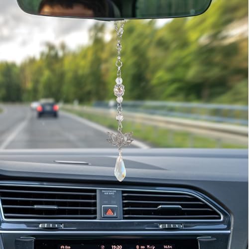 Lotus Healing Crystal Rearview Mirror Charm Christian Suncatcher - Image 6