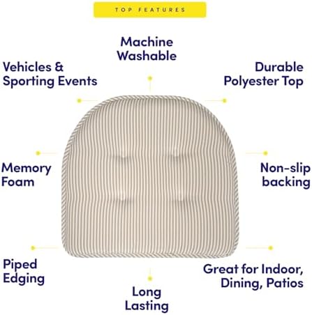 Sweet Home Collection Chair Cushion Memory Foam Pads Tufted Slip Non Skid - Image 5
