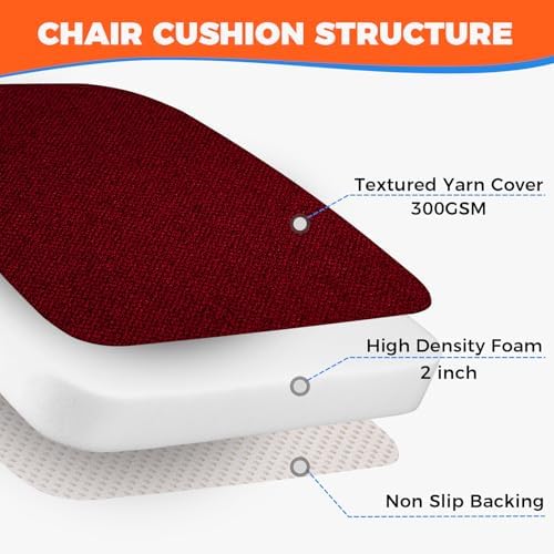 Sunsleek Chair Cushions for Dining Chairs D-Shaped Seat Cushions Chair Pads - Image 4