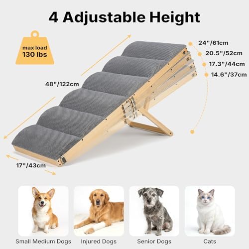 Veehoo Foldable Dog Ramp for High Bed Couch Large Dogs 17" W - Image 2