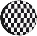Checkered Racing Flag Spare Tire Cover Black and White Symbolic Design of End by NOMEDOGYIM