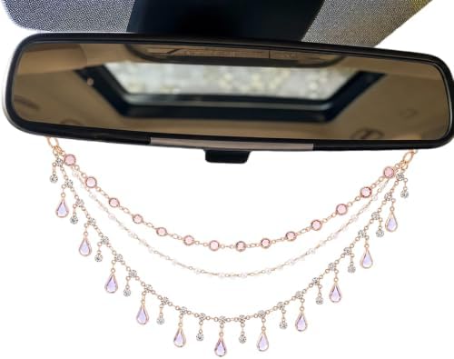 Triple Layer Water Drop Zircon Rear View Mirror Charm Purple Car Hanging by LuneClat