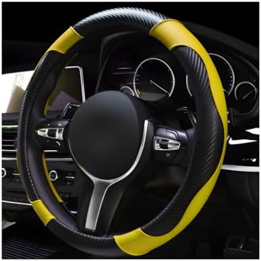 povtii Car Steering Wheel Cover, 15 Inch Leather Breathable Auto Steering Wheel by povtii