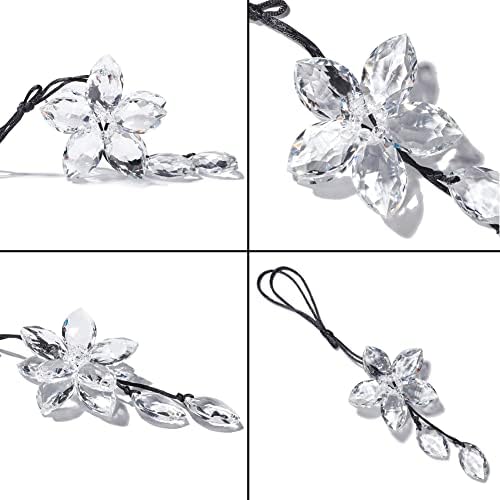 Crystal Flower Rear View Mirror Pendant Car Hanging Ornament Lucky Accessory - Image 3