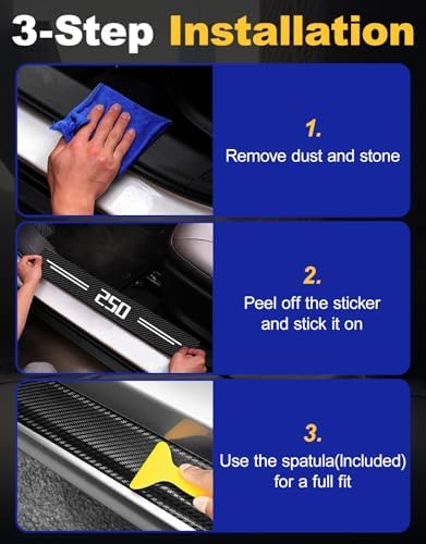 Door Sill Protectors for Ford F250, Carbon Fiber Leather Front/Rear Door Sill - Image 3