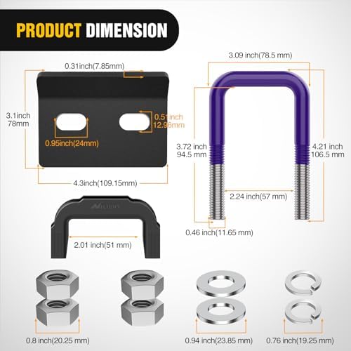 Nilight Trailer Hitch Tightener Anti-Rattle Purple U-Bolt - Image 2