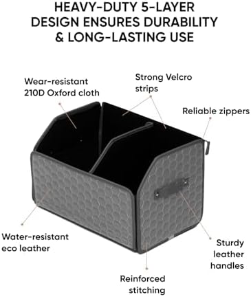 Owleys Trunk Organizer for SUV, PU Leather, 21.6in 50L - Image 3