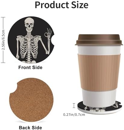 Skull Gothic Car Cup Holder Coasters 2 Pack 2.63" - Image 4