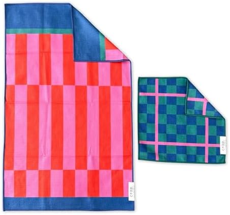 Double-Sided Microfiber Hand Towels, Waffle Kitchen Towels Set by CraeHome