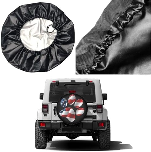 Paws Us American Flag Spare Tire Cover Dust-Proof Wheel Tire Cover Fit Trailer - Image 5