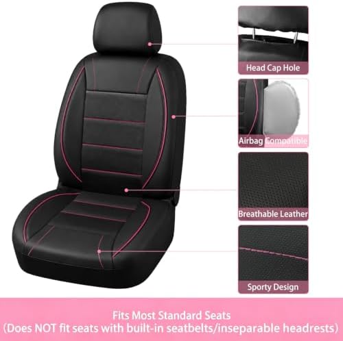 NBTEPEM 10 PCS Leather Car Seat Covers Front Seats Set, 14.5”-15'' Sporty - Image 4