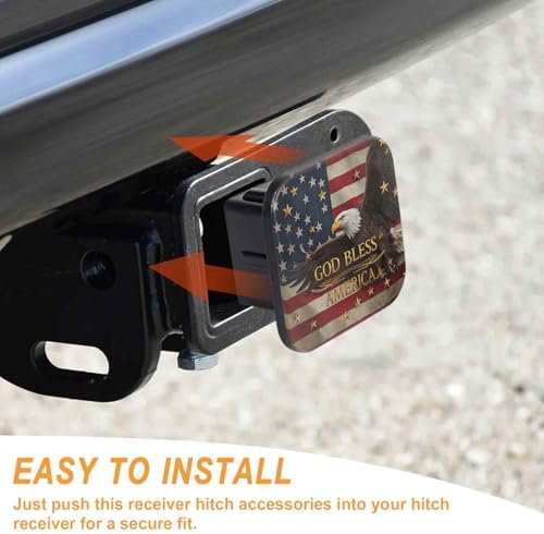 2 Inch American Eagle USA Flag Trailer Hitch Cover Rubber Receiver Tube Plug Cap - Image 4
