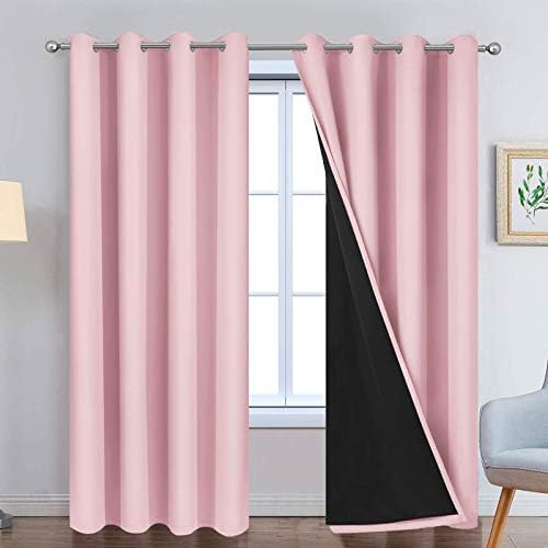 Yakamok Pink 100% Blackout Curtains 96 Inches Long by Yakamok