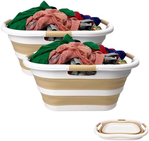 SAMMART 40L Set of 2 Collapsible Plastic Laundry Hamper by SAMMART
