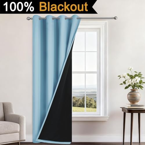 Yakamok Sky Blue 100% Blackout Curtains 84 Inches Long 52" Wide 1 Panel - Image 2