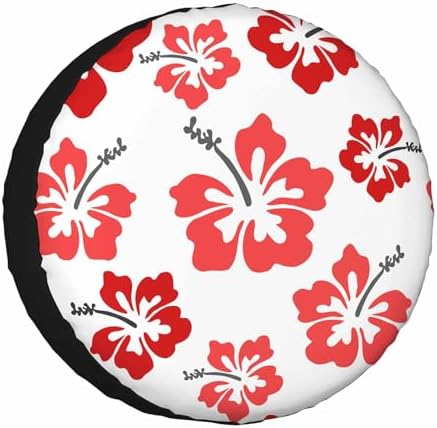 Pretty Hibiscus Spare Tire Cover Red Hawaiian Flower Aloha Blossom Funky Wheel by NOMEDOGYIM