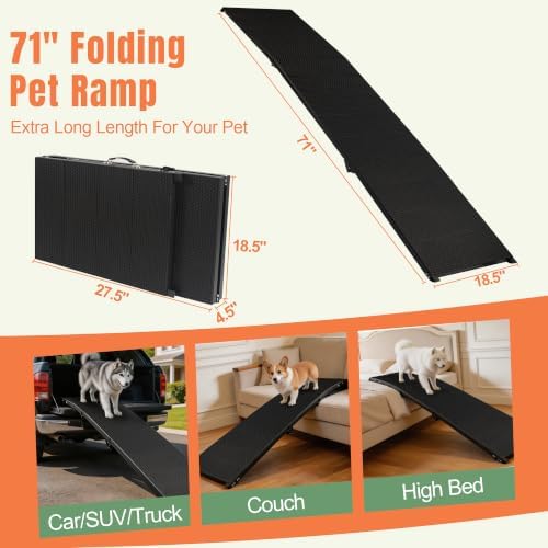 71" Dog Ramp for Car, Extra Long Foldable Hisfox Pet Ramp for Dog - Image 4