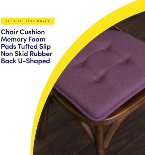 Sweet Home Collection Chair Cushion Memory Foam Pads Tufted Slip Non Skid - Image 3