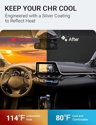 Proadsy Custom Fit 2018-2022 Toyota C-HR Windshield Sun Shade, Blocks Heat - Image 3