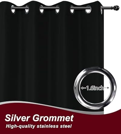 Grommet Outdoor Curtains for Patio Waterproof 8 Pcs 54x95 In Black - Image 2