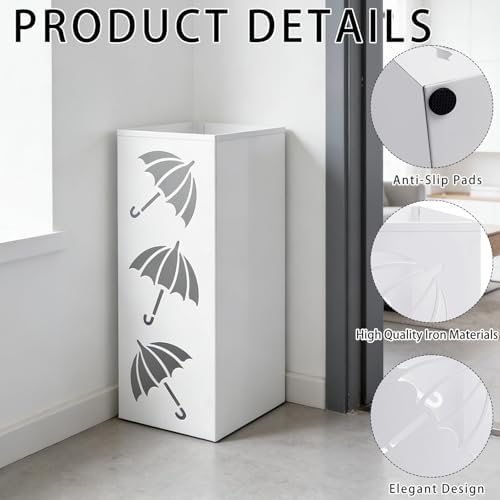 Metal Umbrella Holder, Square Freestanding Umbrella Stand Bucket Storage Indoor - Image 3