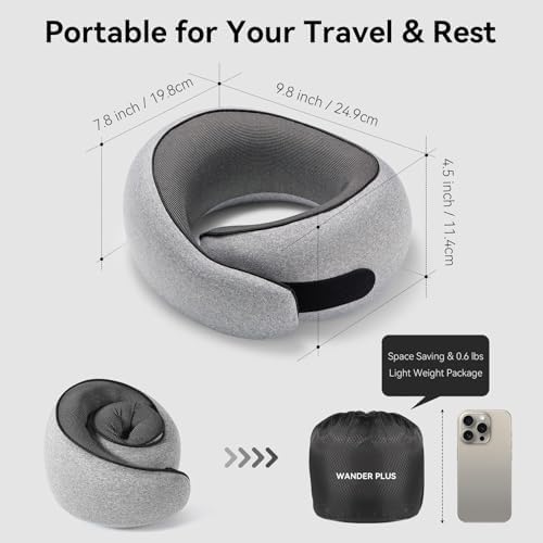 WANDER+® Travel Neck Pillow, Memory Foam Neck Pillow - Image 2