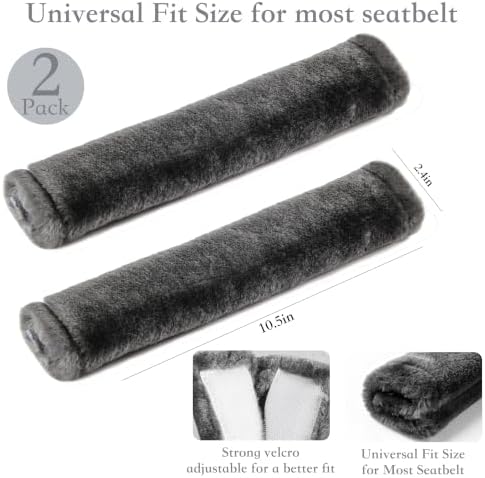 Amooca 2-Pack Soft Furry Universal Seatbelt Cover Car Shoulder Pad - Image 5