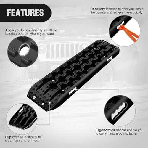 Nilight Recovery Off-road Traction Boards Emergency Tire Mats Black - Image 3