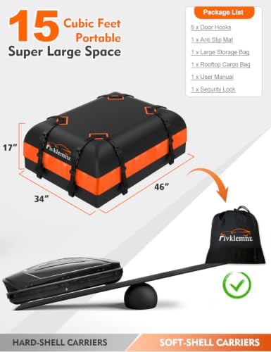 FIVKLEMNZ Car Rooftop Cargo Carrier Roof Bag Waterproof - Image 5