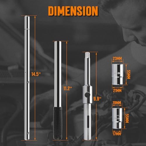 TONDA 4 Way Lug Wrench, Extended Tire Iron, 1/2" Drive, 17/19mm & 21/23mm - Image 6