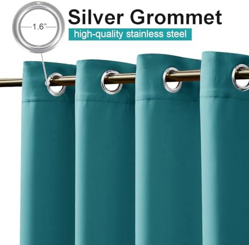 NICETOWN Outdoor Curtains Waterproof Fixed Bottom W52xL95 Peacock Teal - Image 2