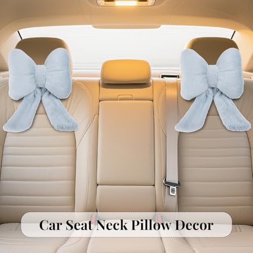 Bow Car Headrest Pillows Plush Car Neck Pillows - Image 3