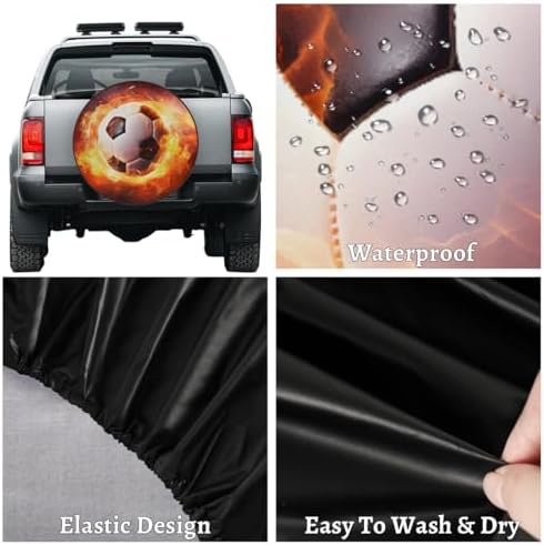 Soccer Spare Tire Cover 16in Spare Wheel Covers Tire Storage Cover - Image 4