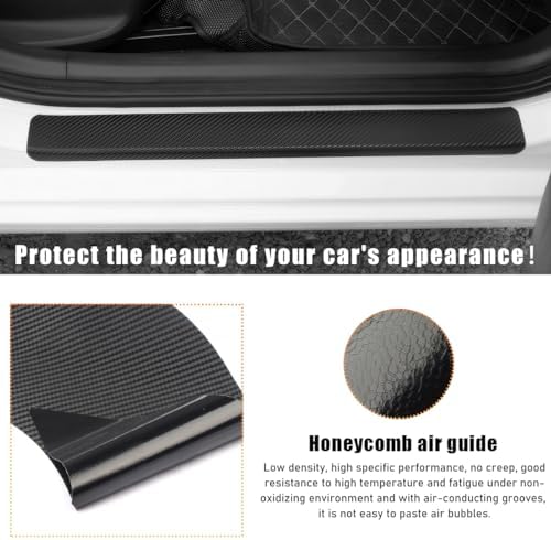 Ohleats 4 PCS Car Door Sill Protectors, Anti Scratch Carbon Fiber Auto - Image 5