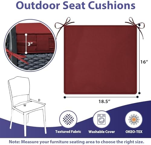 IPYNBAP Outdoor Chair Cushions Set of 4 -Waterproof Outdoor Seat Cushions - Image 6