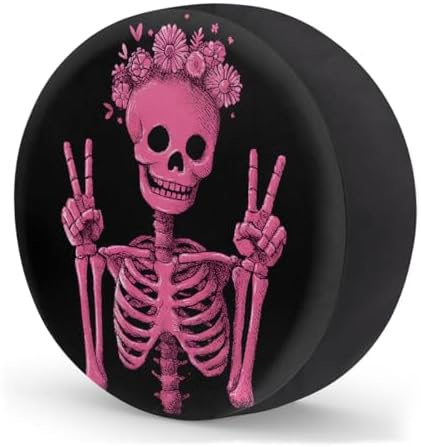 Pink Skull Fun Spare Tire Cover Dust-Proof Wheel Protector - Image 2
