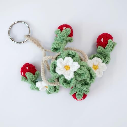 Cute Crochet Daisy Strawberry Hanging Plant - Image 5