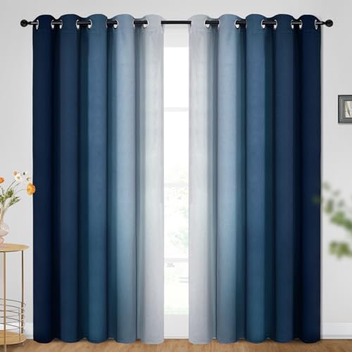 SimpleHome Ombre Blue to Grey White Curtains by SimpleHome