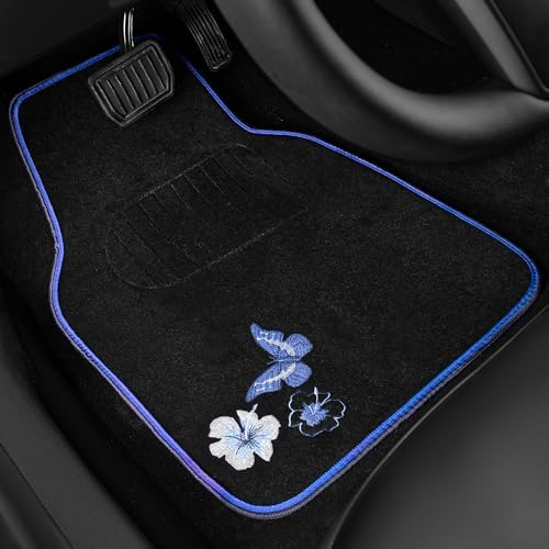CAR PASS Universal Fit Embroidery Butterfly and Flower Car Floor Mats, - Image 2
