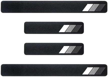 Craedli 4PCS Tri-Color Door Sill Protectors, Carbon Fiber Car Front Rear Door by Unknown