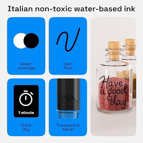ARTISTRO Black Acrylic Paint Markers - 3mm Medium-Tip - Set of 2 - Image 4