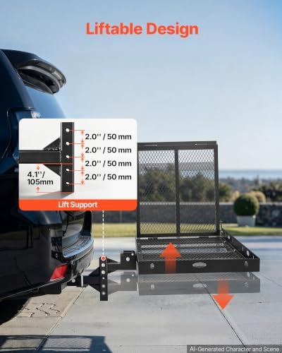 VEVOR Hitch Mount Wheelchair Carrier Height Adjustable, 500LBS Steel Mobility - Image 4