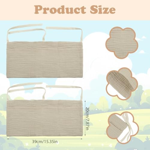 flintronic Baby Bedside Hanging Bag, Cotton Baby Bed Storage Hanging Bag - Image 2