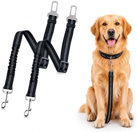 Dog Seat Belt for Car, 2 Pack Adjustable Dog Car by JANRIELLC